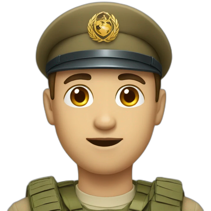 Un homme qui tien un armée sur un coeur emoji