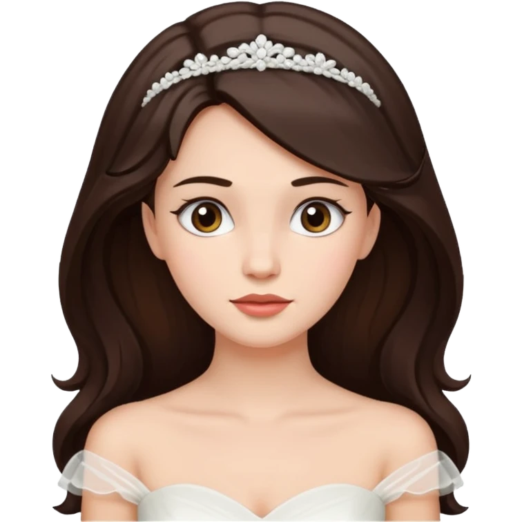 Blonde skin bride with dark brown hair with a chin on her face emoji