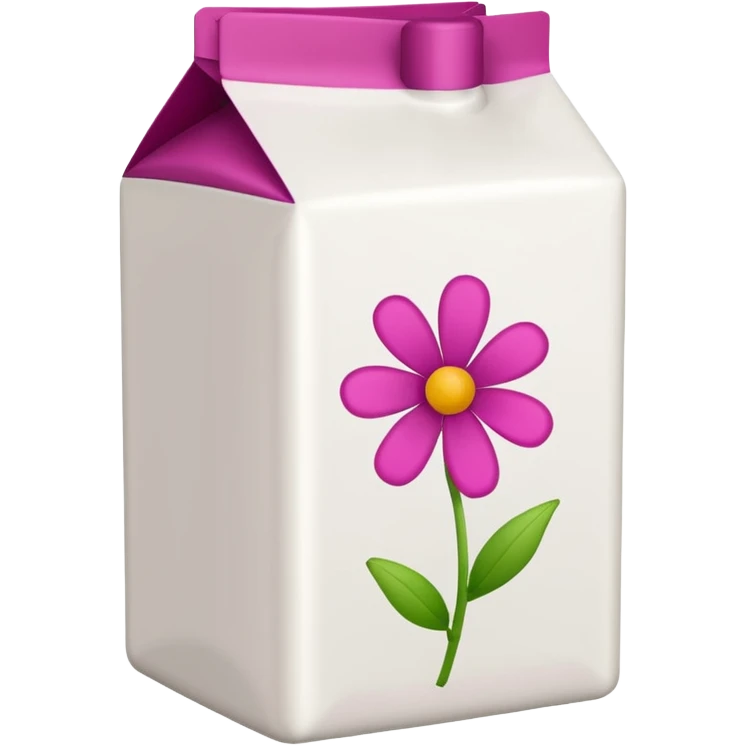 a white TINE milk carton with magenta trim border and magenta text that says "MILK", with tiny magenta flower blossoms doodles on it  emoji