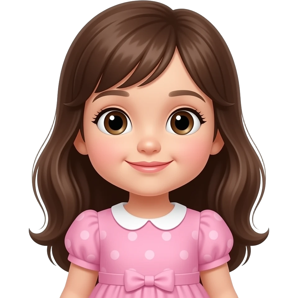 Babies pink long brown hair cute girls emoji