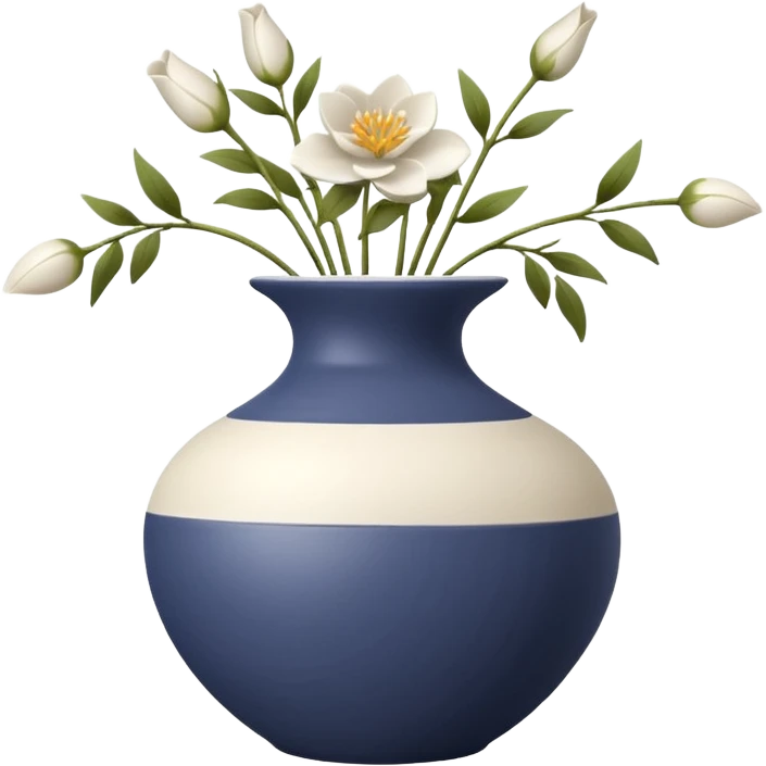 A ceramic vase with ikebana style floral arrangements emoji