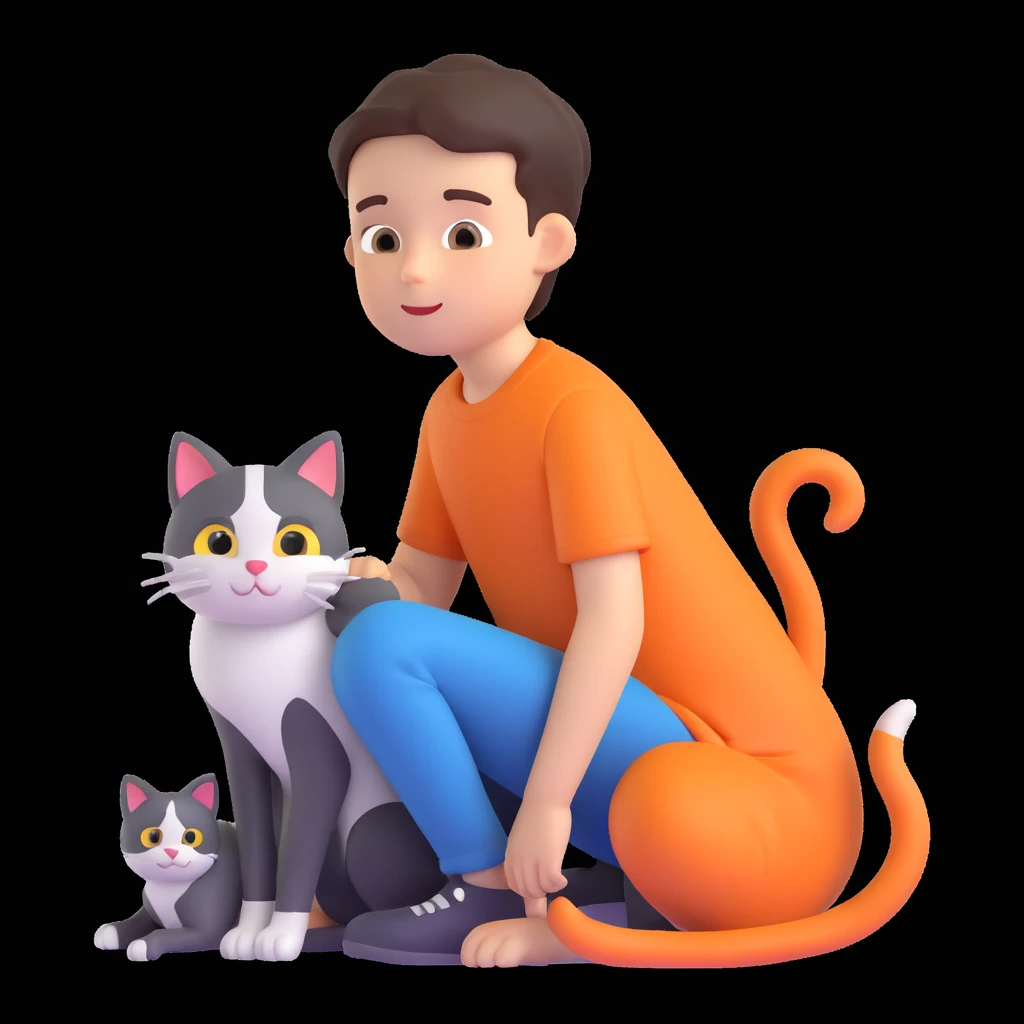 boy and cat pet emoji
