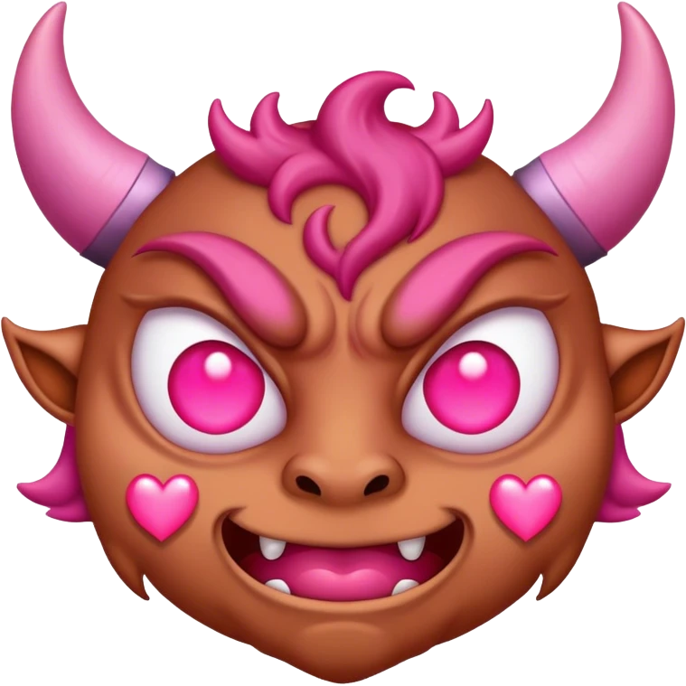 diablo con corazones en los ojo de color rosa  emoji
