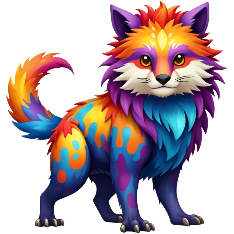 a colorful edgy vernid-fionbri-animal-creature with splash patterns full body emoji