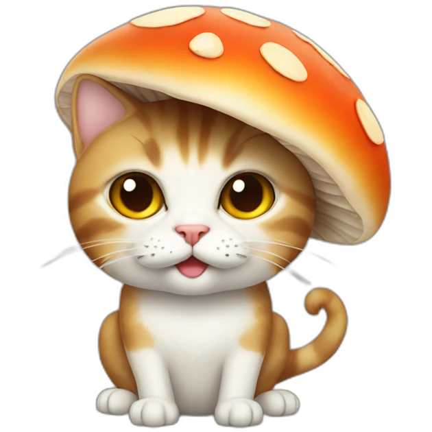 A cat with a mushroom head emoji