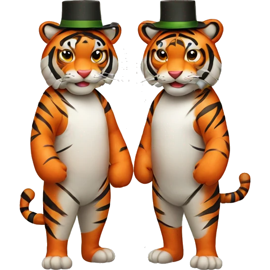 two tigers wearing hats made out of sushi emoji