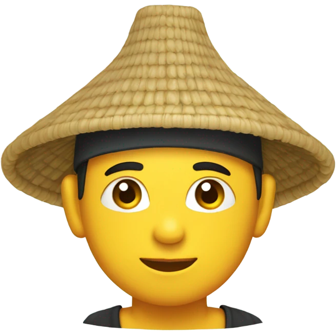 With a rice hat emoji