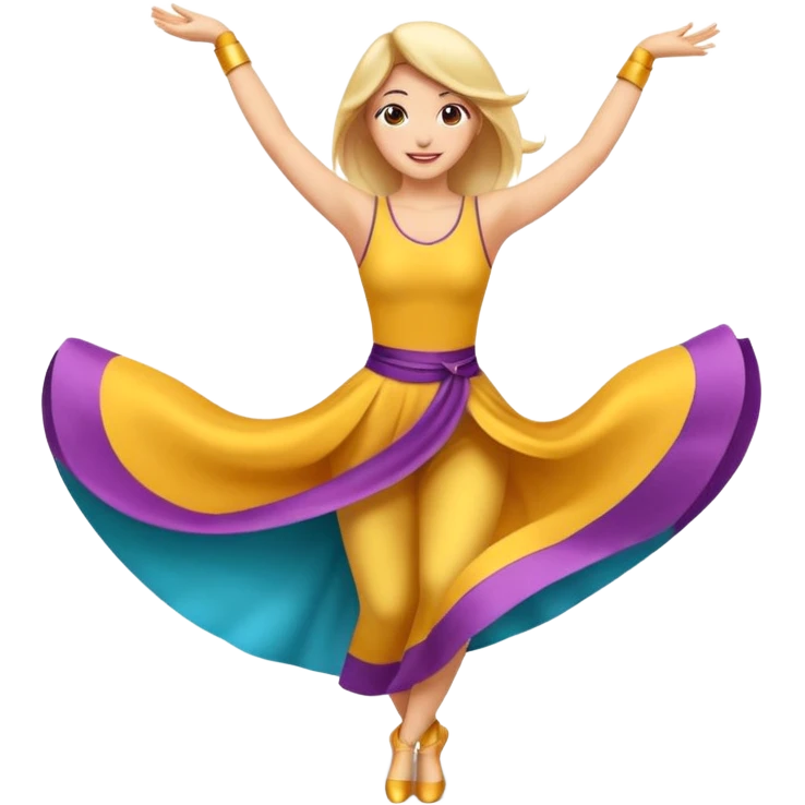 Emoji estilo ilustración de una mujer practicando danza aérea en tela, sus manos en la tela de seda, expresión feliz, estilo emoji moderno, colores suaves, fondo simple emoji