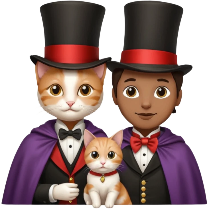 magician couple and their pet cat emoji