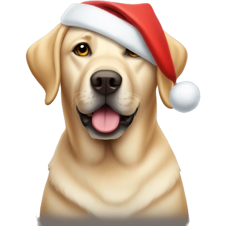Labrador wearing a santa hat emoji