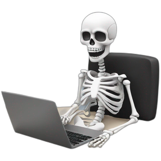 Tired Skeleton with laptop emoji