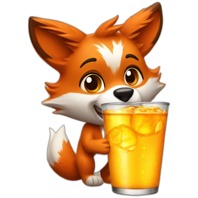 Little foxy drinking energy drink emoji