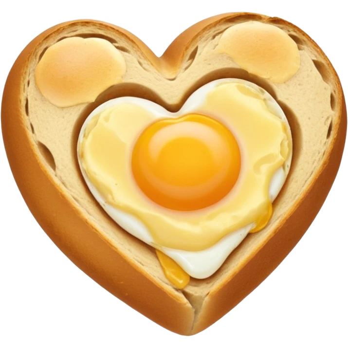Egg in a sour dough bread, bread is heart shaped emoji