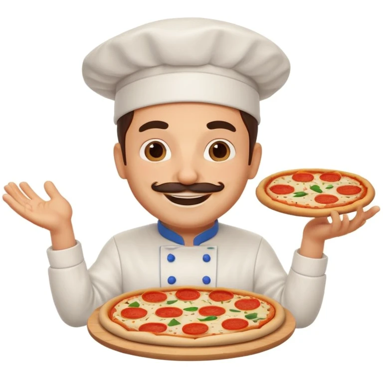 smiling Italian chef spinning pizza dough emoji