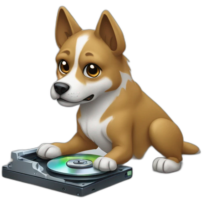 garmr dog guarding a hard disk emoji