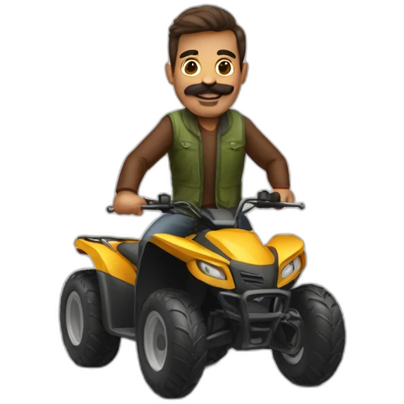Man with big moustache riding quad bike emoji