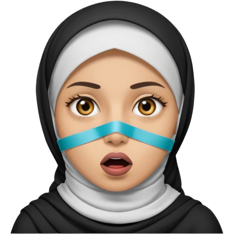 muslim woman with shocked eyes and censored tape on mouth emoji