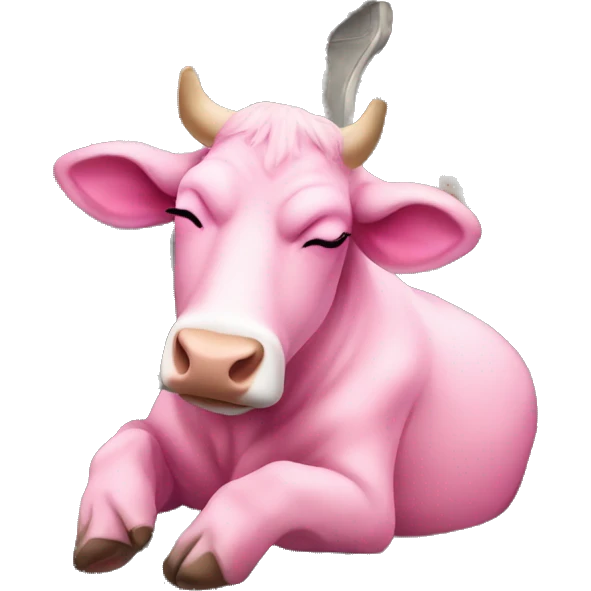 Pink cow asleep on subway emoji