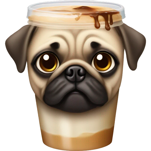 Pug with iced coffee emoji
