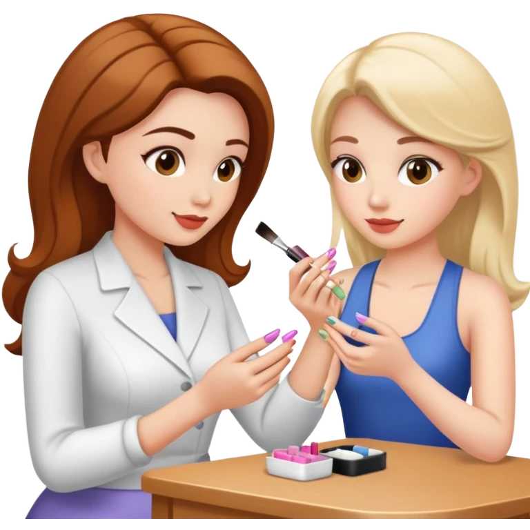woman doing a manicure to another woman emoji