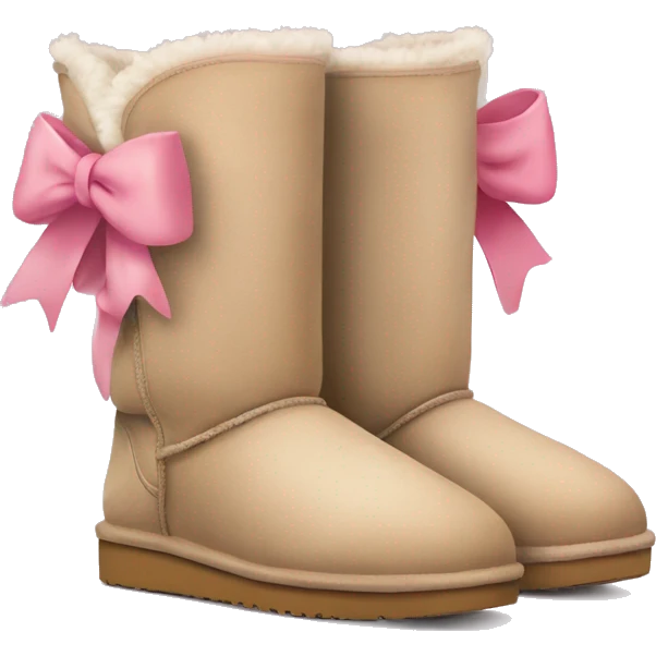 Beige Uggs with pink bow on the back emoji