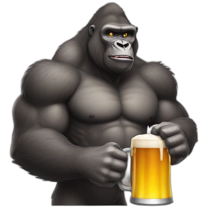 Buff Gorilla holding beer emoji