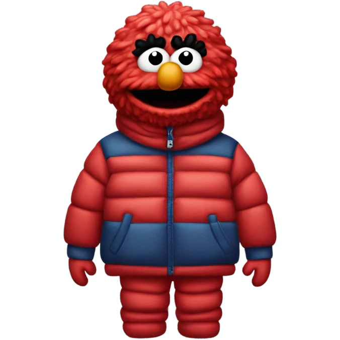 Elmo wearing puffer jacket and tracksuit emoji