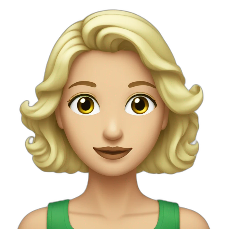 Mujer rubia con pelo ondulado y ojos verdes con hombre de pelo y barba gris y ojos verdes emoji