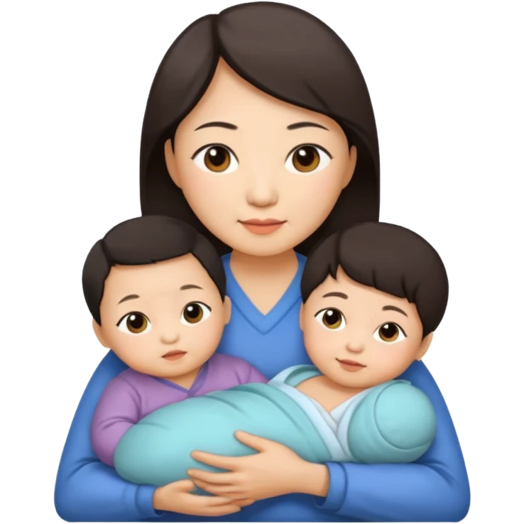 A Chinese mother (around 40) with her newborn and her 60-year-old mother. emoji