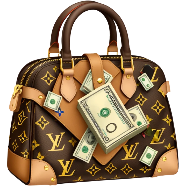 Louis Vuitton purse with dolars emoji