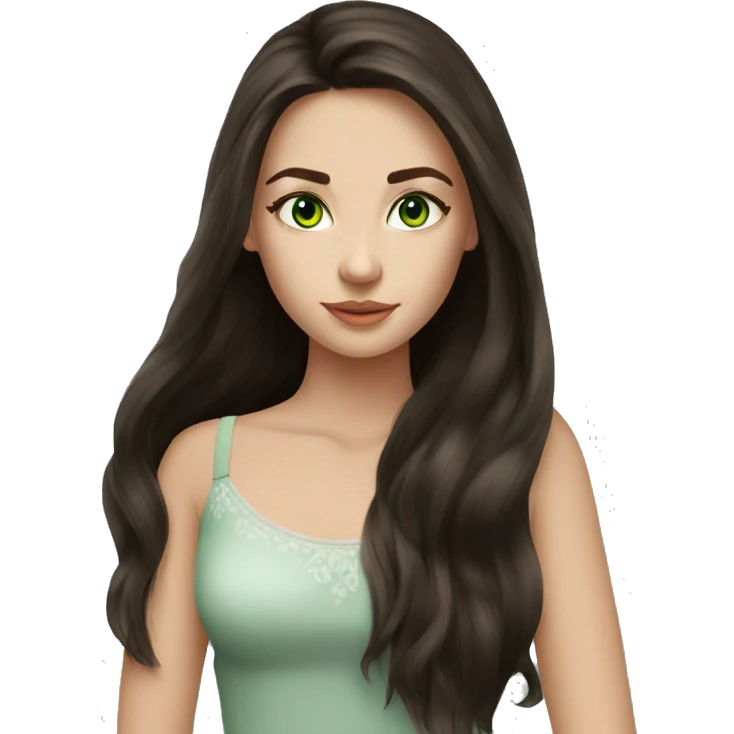 Beautiful Russian girl green eyes very long dark brown hair  emoji