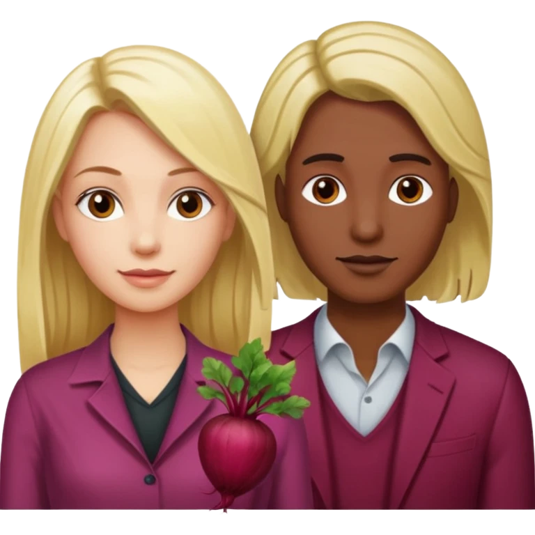 One woman medium length blond highlights hair and One man medium dark skin no hair and One woman long beetroot colour hair  emoji