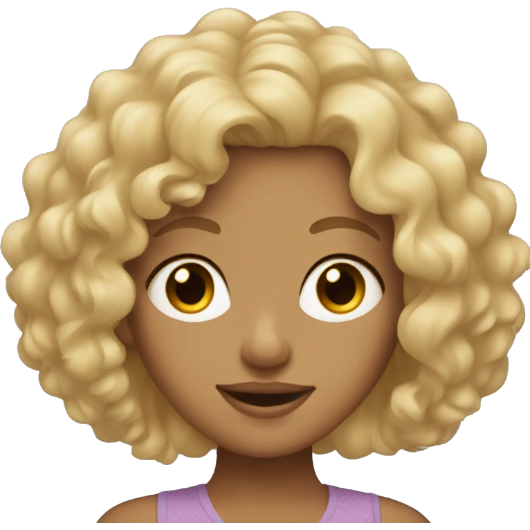 Blonde curly hair girl with tan skin emoji