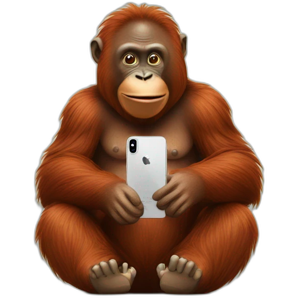 orangutan holding an Iphone emoji