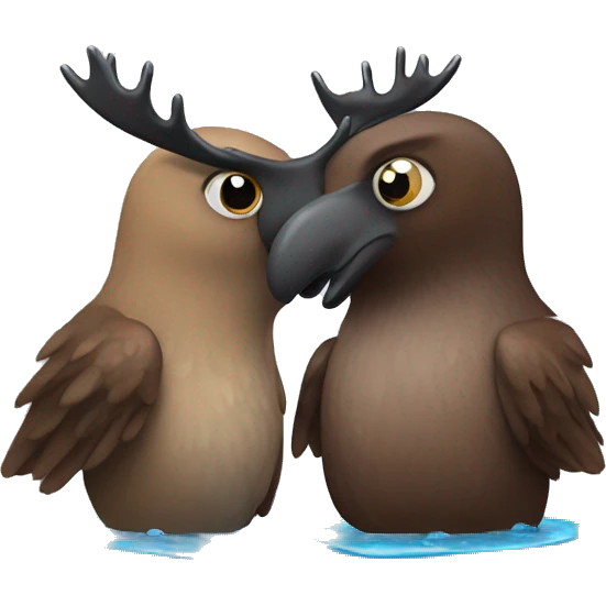 moose hugging a wet owl emoji