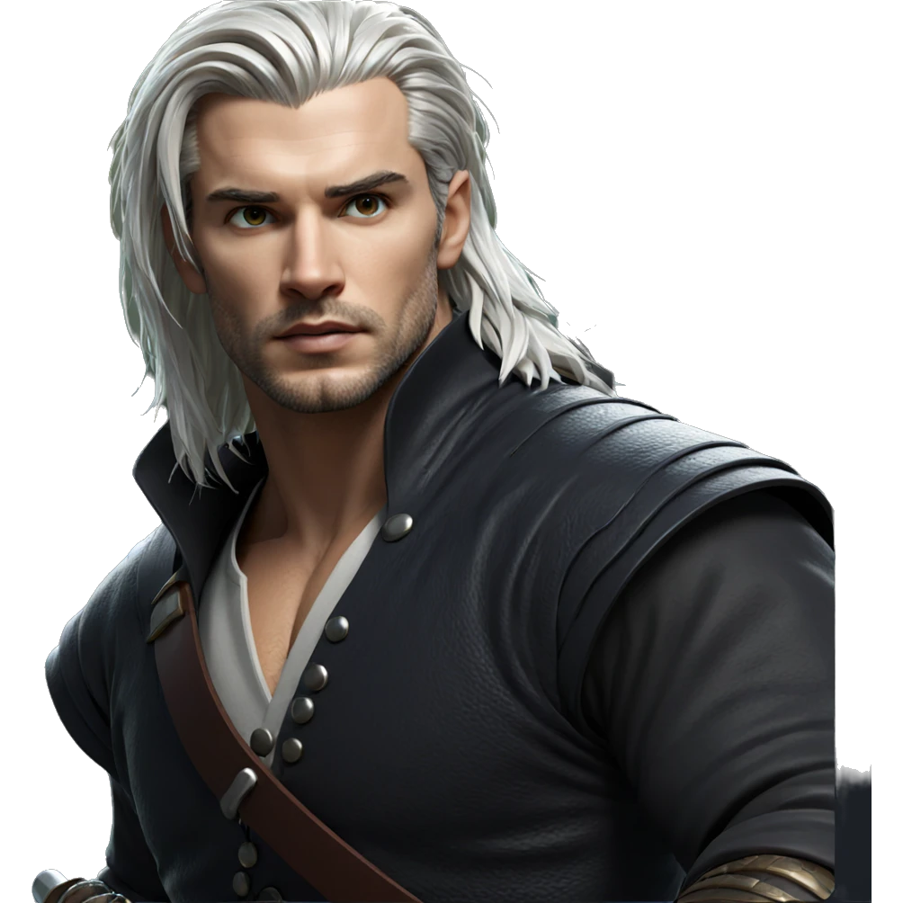 white haired warrior with sword emoji