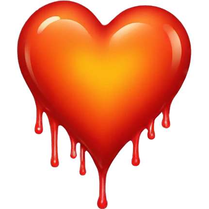 bleeding red heart shape glowing red-orange emoji