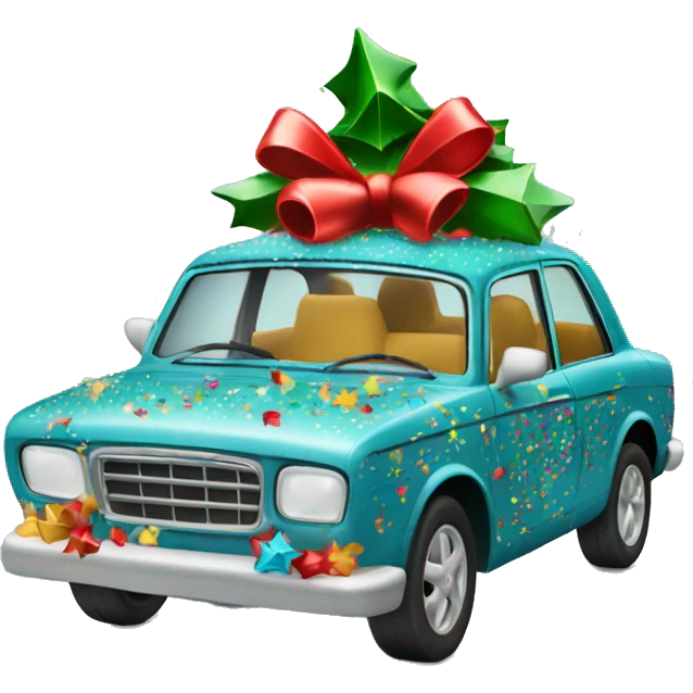 Christmas car with confetti emoji