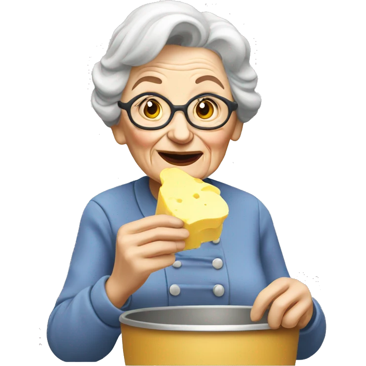 Old lady eating butter emoji