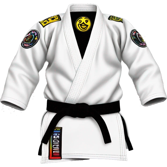 Back of a jiujitsu gi with “syndicate” logo emoji