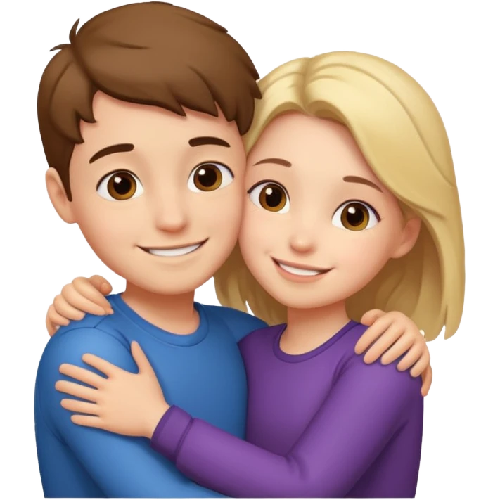 Boy and girl hugging each other in love emoji