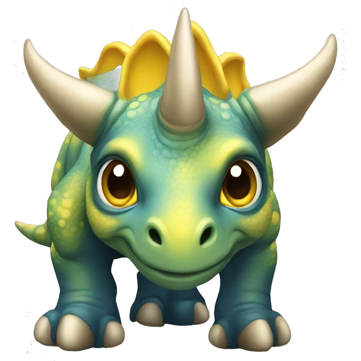 Triceratops yellow blue eyes emoji