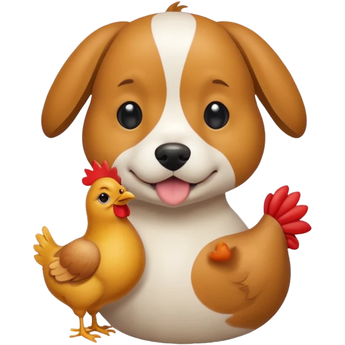 Perro con un pollo emoji