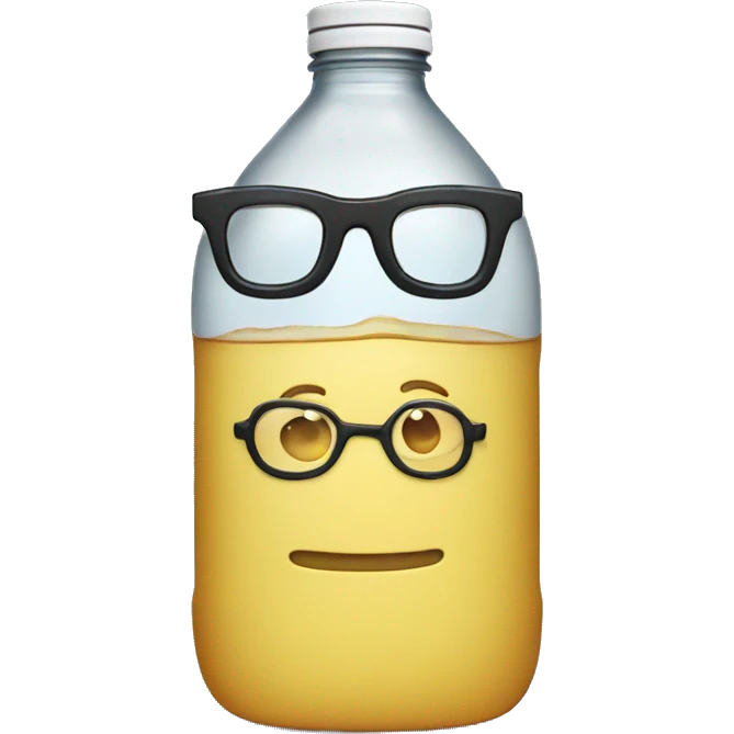Water bottle wearing glasses emoji