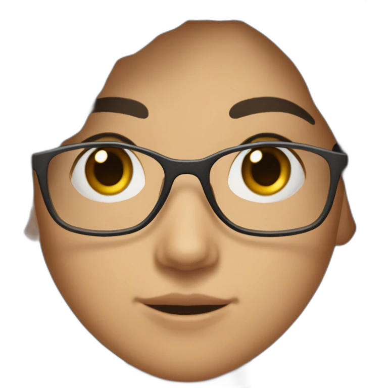 Uzbek teenager, dark brown a bit shiny hair with thin metal view glasses emoji