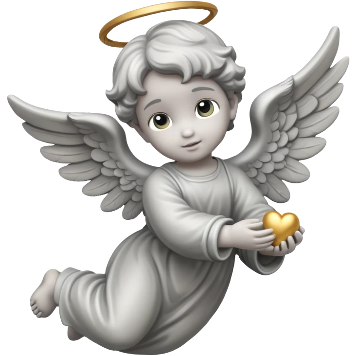 grey flying angel kid made in stone emoji