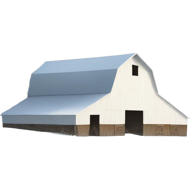 White barn with snow emoji