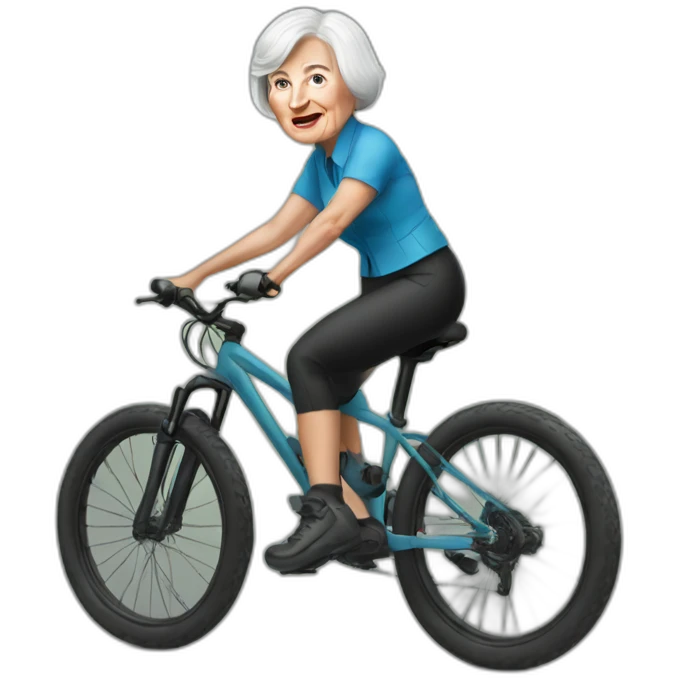 Janet Yellen riding MTB emoji