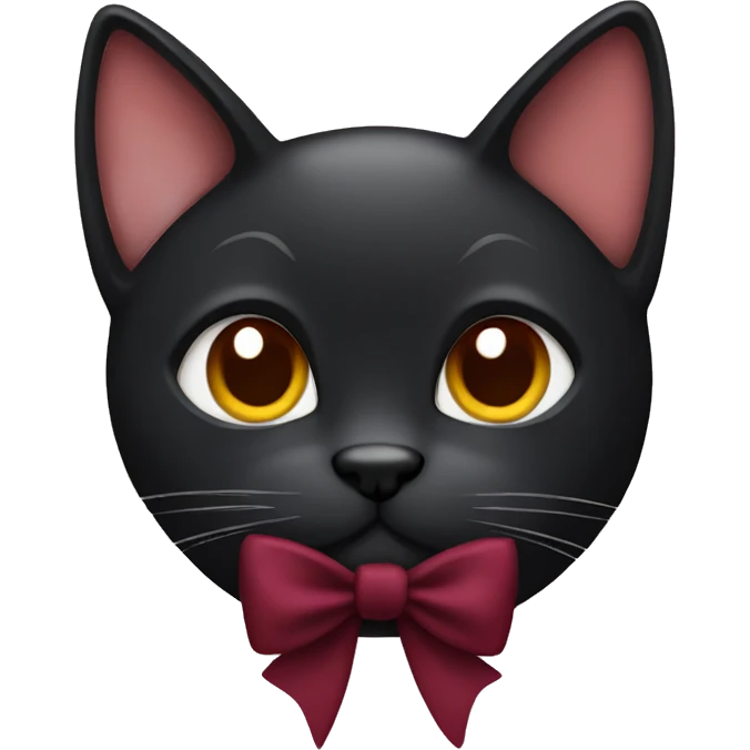 black cat with a maroon bow  emoji
