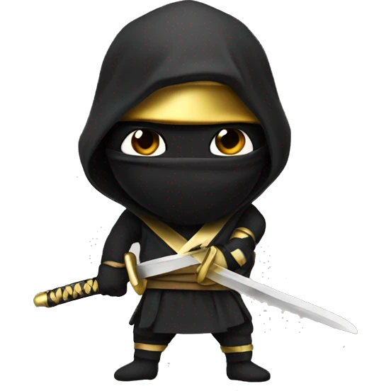 Ninja holding a sword with gold dripping off it emoji